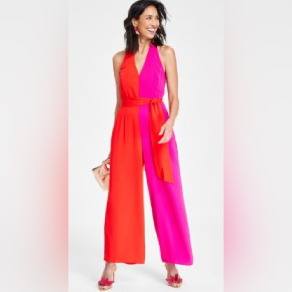 INC International Concepts Pink and Red Jumpsuit PM. A42